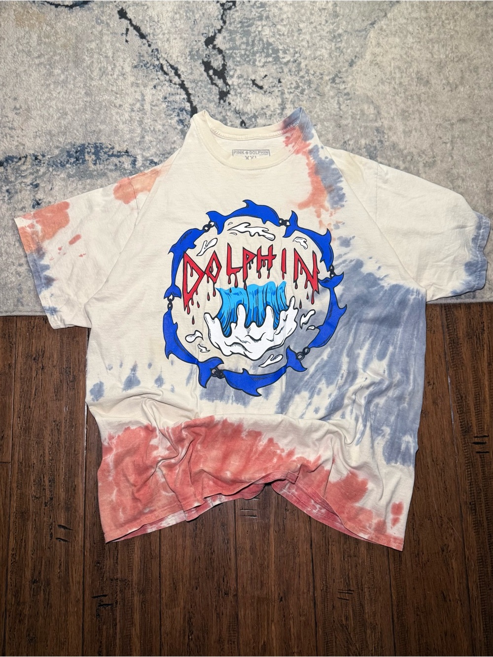 Pink Dolphin Tie-Dye Graphic T-Shirt Cream Multi Men’s XXL